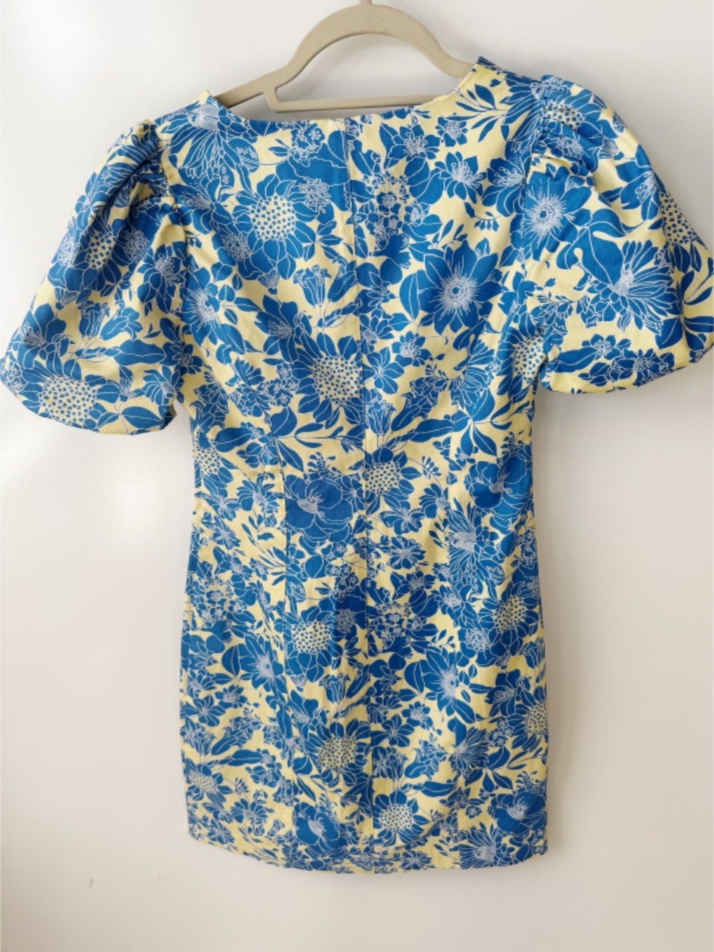 J.Crew Button-front puff-sleeve mini dress in blue floral twill Blue 0 - Picture 4 of 7